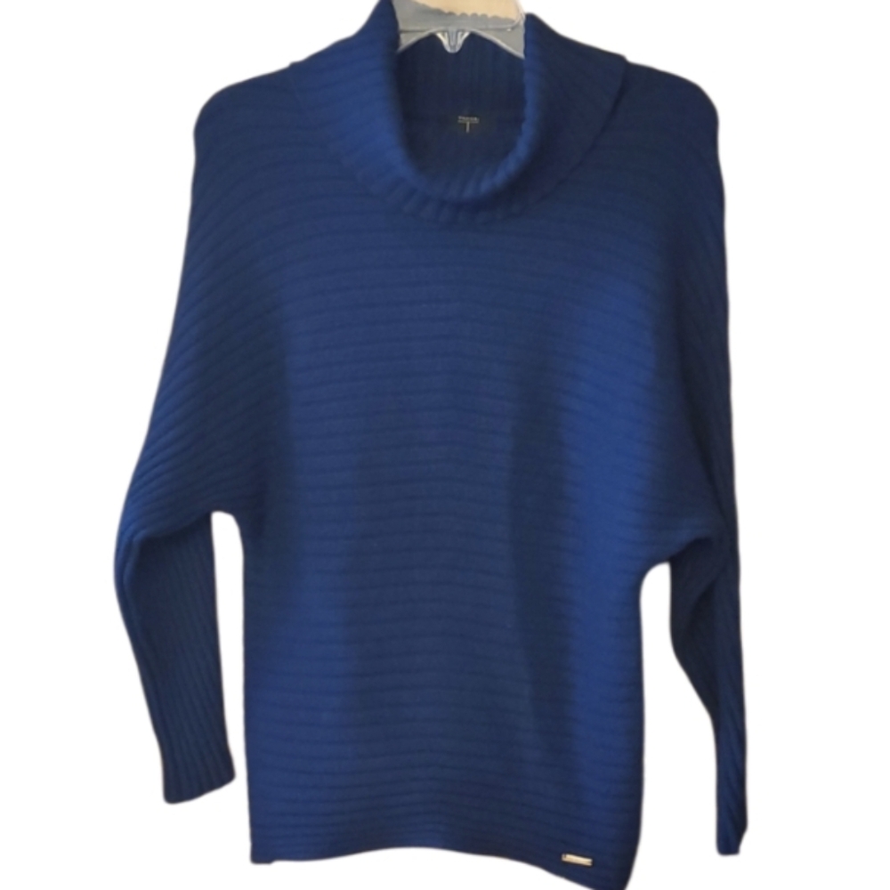 T Tahari‎ Turtleneck Ribbed Sweater in Dark Teal Blue Size XS
